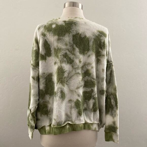 Free People Kelly Washed Tie Dye Set Sweatshirt Shorts Army Green Women's XS NWT - Picture 6 of 14